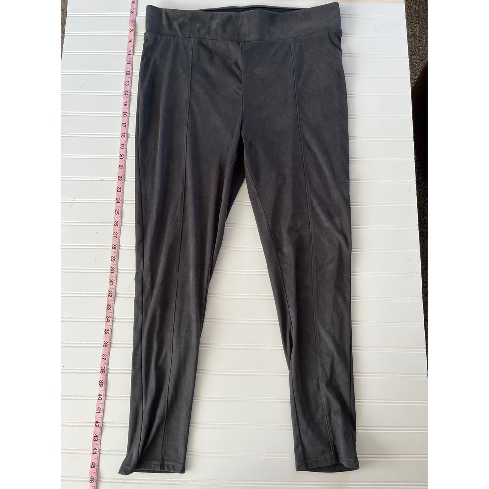 Seven7 Womens Faux Suede Leggings Charcoal Gray Front Seam Pull On Pants XL